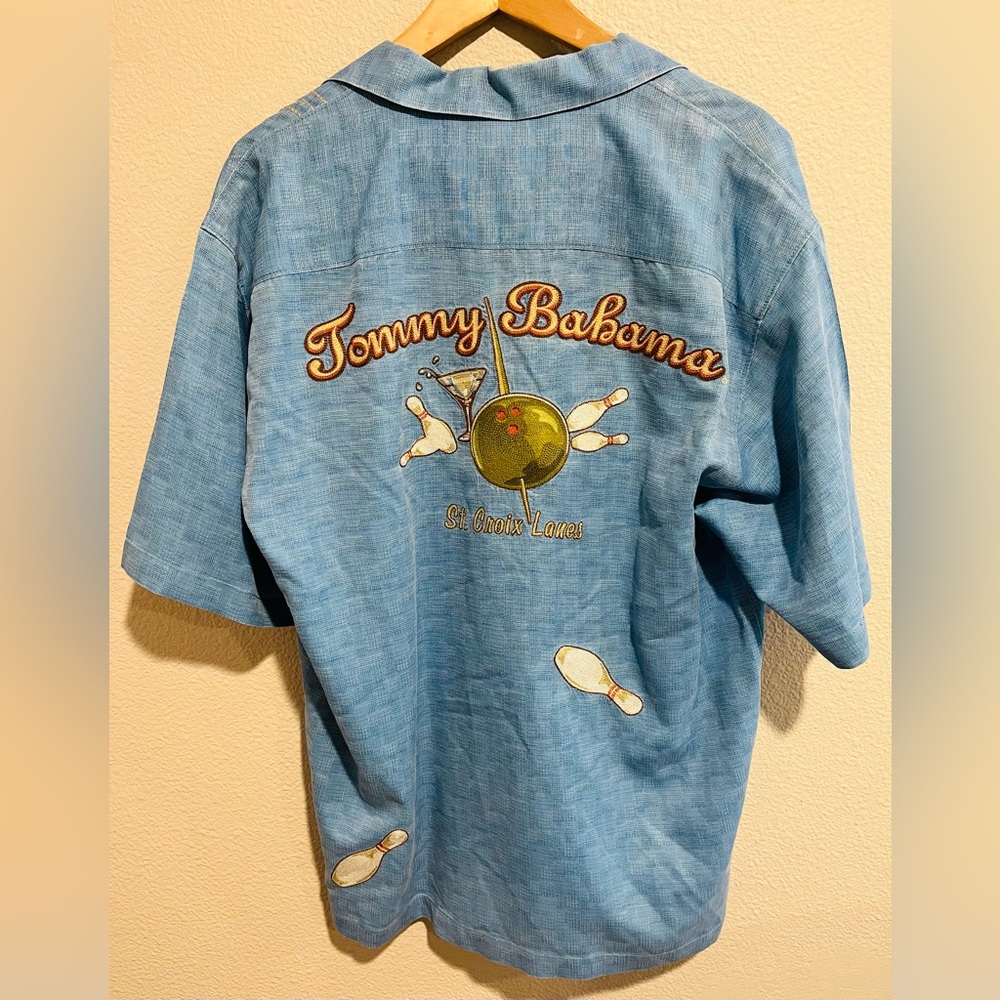 Tommy Bahama 100% Silk Pinhead Classic Bowling Button Down Oversized Shirt M